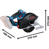 Bosch Professional Akku-Metallkreissäge GKM 18V-50 Professional solo, Handkreissäge blau/schwarz, ohne Akku und Ladegerät, in L-BOXX