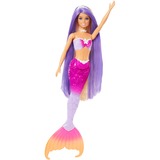 Mattel Barbie Malibu Meerjungfrau-Puppe mit Farbwechseleffekt, Delfin und Accessoires 