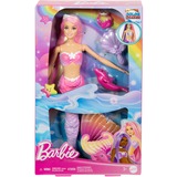 Mattel Barbie Malibu Meerjungfrau-Puppe mit Farbwechseleffekt, Delfin und Accessoires 