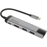 USB 3.2 Gen 1 Multiport-Hub, USB-C Stecker > 2x USB-A + USB-C Buchse + HDMI-Buchse + RJ-45 Buchse, USB-Hub