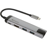 Verbatim USB-C Multiport-Hub > USB-C + HDMI + USB-A + RJ-45, USB-Hub silber/schwarz