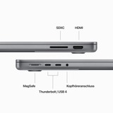 Apple MacBook Pro (14") 2023 CTO, Notebook grau, M3 10-Core GPU, MacOS, Deutsch, 36 cm (14.2 Zoll) & 120 Hz Display, 512 GB SSD