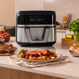 Cecotec Heißluftfritteuse Cecofry Dual 9000 schwarz/edelstahl, 2.850 Watt, Korb 9 Liter (teilbar in zwei 4,5 Liter Körbe)