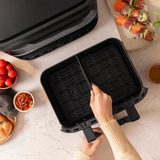 Cecotec Heißluftfritteuse Cecofry Dual 9000 schwarz/edelstahl, 2.850 Watt, Korb 9 Liter (teilbar in zwei 4,5 Liter Körbe)