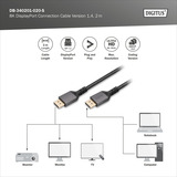 Digitus DisplayPort 1.4 Premium Anschlusskabel, UHD 8K schwarz/grau, 2 Meter