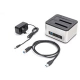 Digitus Dual SATA HDD Docking Station, Dockingstation silber/schwarz, USB 3.0, 2,5"/ 3,5"