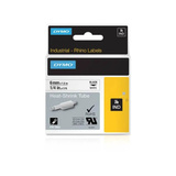 Dymo Rhino IND ORIGINAL Heißschrumpfschlauch 6mm x 1,5m, schwarz auf weiß, , Etiketten- Schrumpfschlauch für Durchmesser 1,18-2,33 mm, 18051