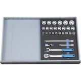 GEDORE Steckschlüssel-Sortiment 1/2", 29-teilig mit Umschalt-Knarre/Gelenkgriff, in 2/4 Check-Tool-Modul