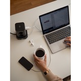 Brennenstuhl Steckdosenturm 8-fach, Steckdosenleiste schwarz, 2 Meter, 4x USB-A