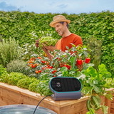 GARDENA Solar-Bewässerung AquaBloom L Set, Bewässerungssteuerung grau/türkis, für bis zu 30 Pflanzen