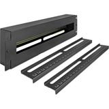 DeLOCK 19" Schutzschalterleiste mit Abdeckung und Hutschiene, Halterung schwarz, 3 HE, inkl. 2x Kabelzugentlastungschiene