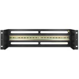 DeLOCK 19" Schutzschalterleiste mit Abdeckung und Hutschiene, Halterung schwarz, 3 HE, inkl. 2x Kabelzugentlastungschiene