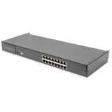 Digitus Modulare HD LCD KVM Konsole mit 19" TFT 16 Port Cat 5, KVM-Switch schwarz, deutsches Tastaturlayout, 16 Port Cat 5 KVM-Switch, Touchpad