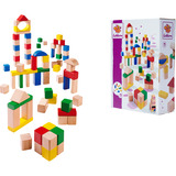 Eichhorn Holzbausteine Bunt/Natur, Konstruktionsspielzeug 75 Teile