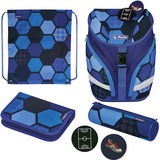 Herlitz SoftLight Plus Play Ball, Schulranzen blau, inkl. befülltem 16 tlg. Schüleretui, Faulenzermäppchen, Sportbeutel