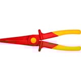 KNIPEX Flachrundzange aus Kunststoff 98 62 02, Greifzange rot/gelb, gezahnte Greifflächen, isoliert, VDE-geprüft