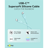 goobay USB 2.0 Silikonkabel türkis, USB-C Stecker > USB-C Stecker türkis, 1,5 Meter, PD 60 Watt