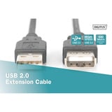 Digitus USB 2.0 Verlängerungskabel, USB-A Stecker > USB-A Buchse schwarz, 5 Meter