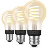 Philips HUE White Ambiance Filament Lampe E27 A60 Dreierpack 550, LED-Lampe 