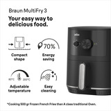 Braun Heißluftfritteuse MultiFry 3, HF 3000I  schwarz (matt), 1.500 Watt, Korb 4,3 Liter