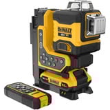 DEWALT Akku-Multilinienlaser 3x360° DCLE34035D1, 18Volt, mit Fernbedienung, Kreuzlinienlaser schwarz/gelb, mit grünen Laserlinien, XR Li-Ionen-Akku 2,0Ah, T-STAK Box