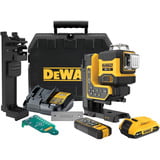 DEWALT Akku-Multilinienlaser 3x360° DCLE34035D1, 18Volt, mit Fernbedienung, Kreuzlinienlaser schwarz/gelb, mit grünen Laserlinien, XR Li-Ionen-Akku 2,0Ah, T-STAK Box