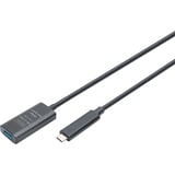 Digitus Aktives USB 3.2 Gen 2 Verlängerungskabel, USB-C Stecker > USB-A Buchse schwarz, 5 Meter, Repeater Kabel
