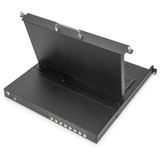 Digitus Modulare HD LCD KVM Konsole mit 19" TFT 8 Port HDMI, KVM-Switch schwarz, deutsches Tastaturlayout, 8 Port HDMI KVM-Switch, Touchpad