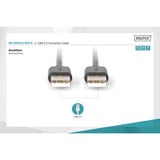 Digitus USB 2.0 Anschlusskabel USB-A (Stecker) > USB-A (Stecker) schwarz, 5 Meter