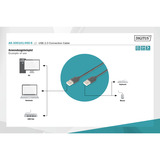 Digitus USB 2.0 Anschlusskabel USB-A (Stecker) > USB-A (Stecker) schwarz, 5 Meter