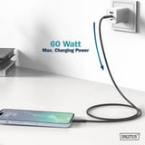 Digitus USB 2.0 Silikon-Anschlusskabel USB-C > USB-C schwarz, 0,5 Meter, PD, Laden mit bis zu 60 Watt