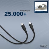 Digitus USB 2.0 Silikon-Anschlusskabel USB-C > USB-C schwarz, 0,5 Meter, PD, Laden mit bis zu 60 Watt