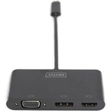 Digitus USB Adapter, USB-C Stecker > VGA + HDMI + DisplayPort Buchse schwarz