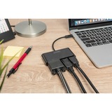 Digitus USB Adapter, USB-C Stecker > VGA + HDMI + DisplayPort Buchse schwarz