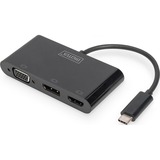 Digitus USB Adapter, USB-C Stecker > VGA + HDMI + DisplayPort Buchse schwarz