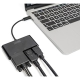 Digitus USB Adapter, USB-C Stecker > VGA + HDMI + DisplayPort Buchse schwarz
