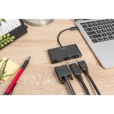 Digitus USB Adapter, USB-C Stecker > VGA + HDMI + DisplayPort Buchse schwarz