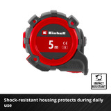 EINHELL Bandmaß, 5 Meter schwarz/rot