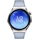Huawei Watch 6 46mm (Niz-L19F), Smartwatch silber, blaues Fluoroelastomer-Armband