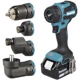 Makita Akku-Bohrschrauber mit Wechselkopfsystem DDF491ZJ01, 18Volt blau/schwarz, ohne Akku und Ladegerät, mit vier verschiedenen Aufsätzen