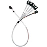 SilverStone Adapterkabel SST-CPS05-RE, mini-SAS SFF 8643 > 4x SATA hellblau, 60cm