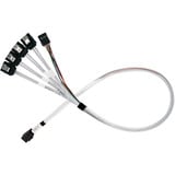 SilverStone Adapterkabel SST-CPS05-RE, mini-SAS SFF 8643 > 4x SATA hellblau, 60cm