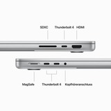 Apple MacBook Pro (14") 2023, Notebook silber, M3 Pro 18-Core GPU, MacOS, Deutsch, 36 cm (14.2 Zoll) & 120 Hz Display, 2 TB SSD