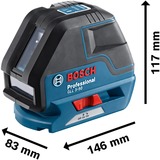 Bosch Linienlaser GLL 3-50 Professional, mit Empfänger, Kreuzlinienlaser blau/schwarz, L-BOXX 136, rote Laserlinien