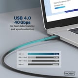 Digitus USB4 Gen 3x2 Silikon-Anschlusskabel USB-C > USB-C schwarz, 1 Meter, PD, Laden mit bis zu 240 Watt