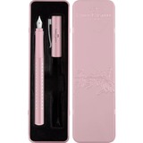 Faber-Castell Füller Sparkle M Set rose, Füllfederhalter rosa, Geschenketui aus Metall