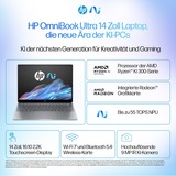 HP OmniBook Ultra 14-fd0094ng, Notebook silber, AMD Ryzen AI 9 365, AMD Radeon 880M, 16 GB LPDDR5X, 1 TB (1 TB SSD), Windows 11 Home 64-Bit