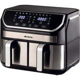 Ariete Heißluftfritteuse Dual Metal 9 L edelstahl/schwarz, 2.100 Watt, 2 Körbe je 4,5 Liter
