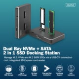 Digitus Dual M.2 NVM SSD Docking Station, Dockingstation schwarz, USB-C, M2 SSD, SD-E