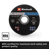 EINHELL Trennscheibe dünn, Ø 115 x 1,0mm, 100 Stück für Winkelschleifer